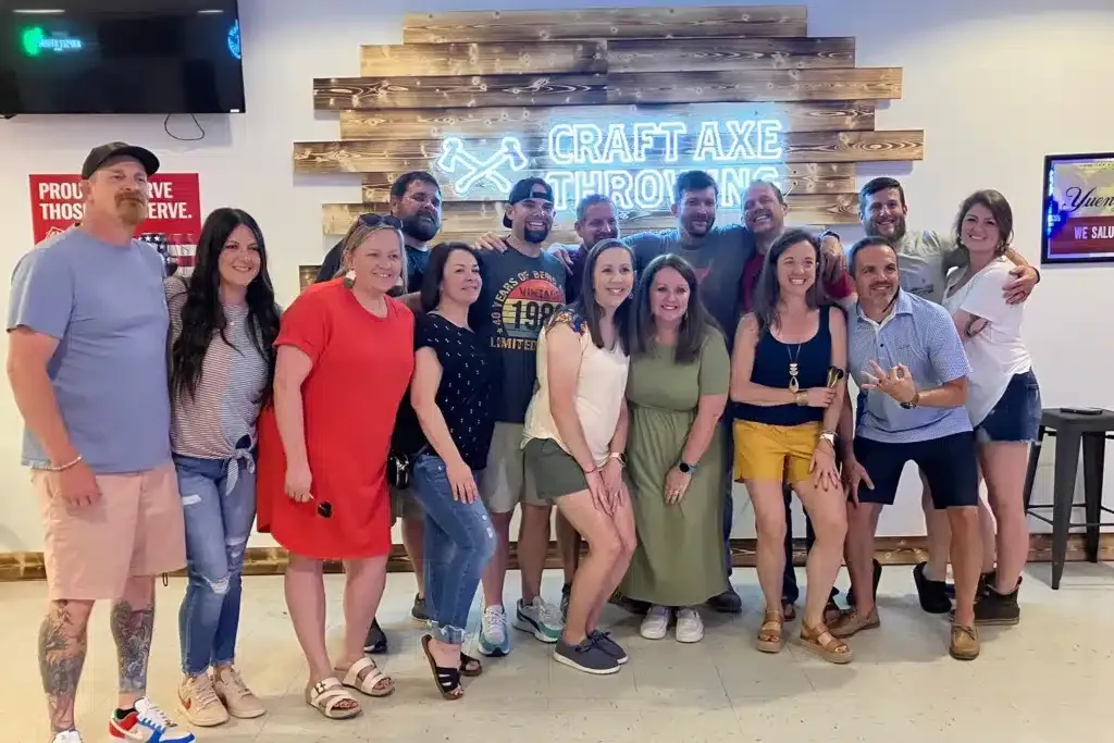 Large group axe throwing facility rental in Graham